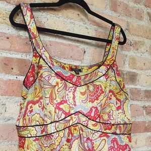 Nine West Red / Yellow Paisley Silk Shell - 16